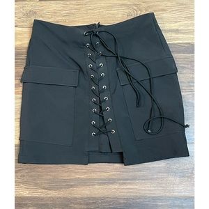 Lace up mini skirt